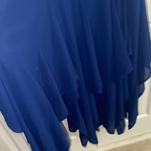 Michael Kors Navy Maxi Slip Dress with Layered Handkerchief Hem - Picture 3 of 4